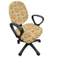 thumbnail image 1 of Geometric Office Chair Slipcover, Retro Diamond Shape Pattern with Dotted Lines Circles and Abstract Flowers, Stretch Decorative Fabric Cover, Standard Size, Caramel and Beige, by Ambesonne, 1 of 5