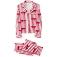 thumbnail image 6 of Family Matching Pajama Set Lapel Neck Button-up Long Pants 2-Piece Bow/Solid Color Loungewear Outfi, 6 of 9