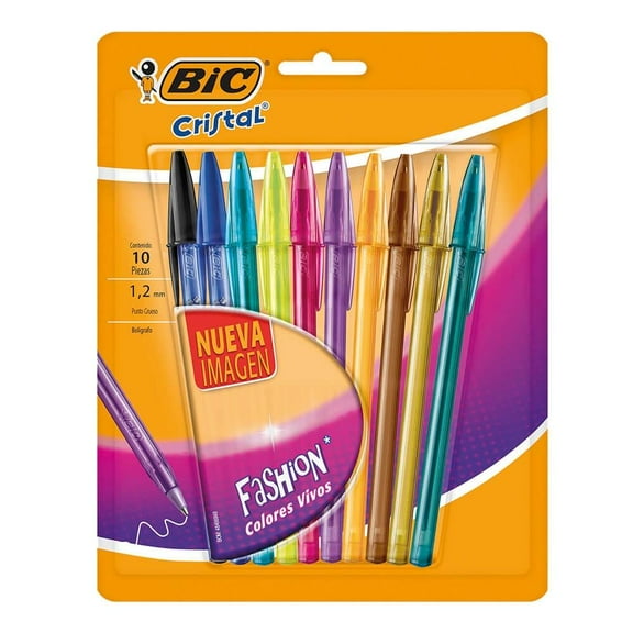 Bolígrafo Bic Cristal Punto Grueso de Colores 10 Piezas