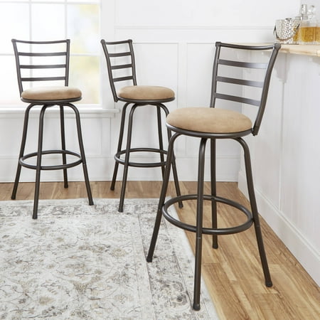 Mainstays Adjustable-Height Swivel Barstool, Hammered Bronze Finish, Set of (Best Bar Stools With Backs)