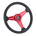 thumbnail image 1 of Universal Racing Steering Wheel, 14Inch 6 Bolt Anti Slip PU and Aluminum Gaming Steering Wheel with Horn Button for Racing / Car Sim Driving / JDM Sports Racing Steering Wheel, 1 of 7