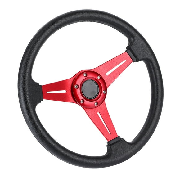 Universal Racing Steering Wheel, 14Inch 6 Bolt Anti Slip PU and Aluminum Gaming Steering Wheel with Horn Button for Racing / Car Sim Driving / JDM Sports Racing Steering Wheel