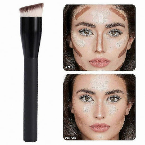Synthetic Angled Makeup Brush for Foundation, Concealer, and Eye Contouring, Allergy-Free Beauty Tool for Liquid and Cream Products