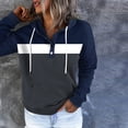 thumbnail image 5 of zfwon Hoodies for Women Printed Long Sleeve Sweatshirt Pullover Button Up V Neck Hooded Sweatshirt with Pocket Drawstring Autumn Winter Thermal Plain Jumper Tops, 5 of 6