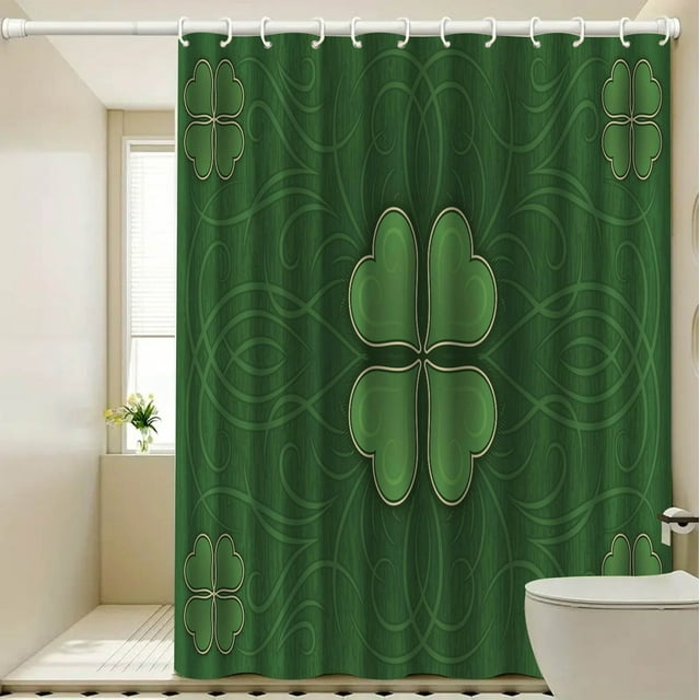 Euaioeiu Rideau de Douche Imperméable Polyester Décoration de Salle de Bain avec Motif Élégant de Trèfle à Quatre Feuilles, Doublure de Douche en Tissu Moderne Résistant à l'Eau pour Salle de Bain Principale et Décoration de Salle de Bain pour Invités