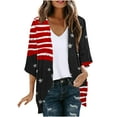thumbnail image 2 of TMOYZQ Women's American Flag Kimono Cover up Beachwear 4th of July Cardigan Loose Lightweight 3/4 Sleeve Blouse Tops, 2 of 5