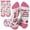 Pink, variant on Bibifish Women’s Breast Cancer Awareness Socks Pink Ribbon Butterfly Graphic Crew Socks Soft Stretch Novelty Crew Socks