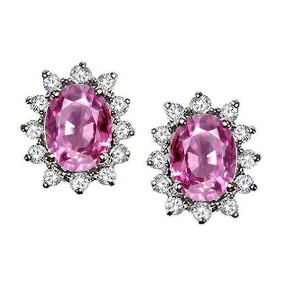 Tommaso Design� Oval 8x6mm Created Pink Sapphire Earrings