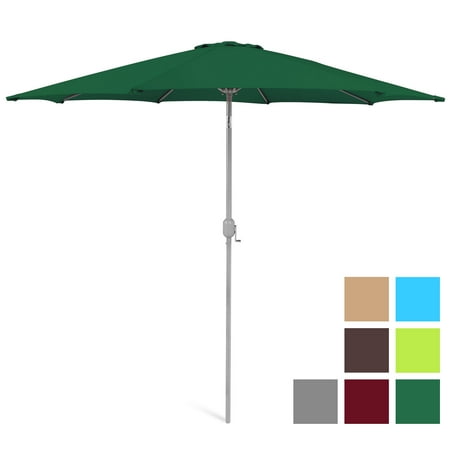 7' Tilt Patio Umbrella Best Choice Products 9-foot Outdoor Aluminum Polyester Market Patio Umbrella with Crank Tilt Adjustment, Green ()