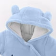 thumbnail image 6 of Baby Snowsuit Newborn Winter Hooded Romper Fleece Snowsuit Baby Jumpsuit Cartoon Bear Winter Coat for Girls and Boys Blue 9-12 Months, 6 of 6