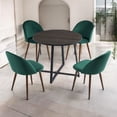 thumbnail image 3 of Anchorhome 5-Piece Modern Round Wooden Dining Table Set with 4 Velvet Chairs, 35" Space-Saving Kitchen Furniture for Small Apartments & Coffee Table Set (Gray Top, Green), 3 of 8