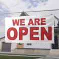 thumbnail image 2 of We Are Open 13 oz Heavy Duty Vinyl Banner Indoor/Outdoor We Are Open Sign for Business, Storefront, Advertising Multiple Sizes & Colors Single-Sided with Metal Grommets (4x6 ft, Wh & Re), 2 of 6