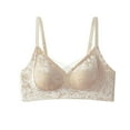 thumbnail image 2 of Yyeselk Women's Velvet Lace Bras Push Up Wireless Bras Soft Support Lift Up No Underwire Bra Comfort Soft Everyday Bra Khaki L, 2 of 8
