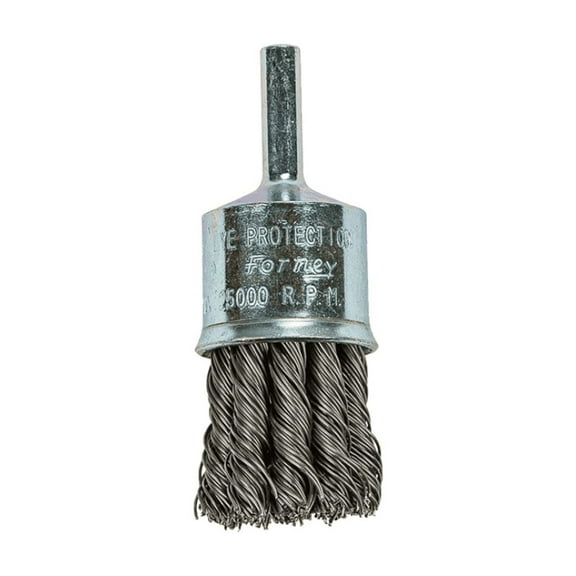 Forney Industries Command PRO End Brush, Knotted, 1 in x .020 in x 1/4 in Shank