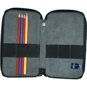 Angle View: Global Art Canvas Pencil Case, 24-Pencil Capacity, Steel Blue