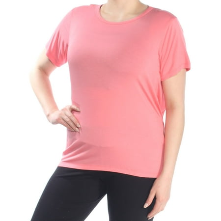 DKNY Womens Pink Mesh Racerback Short Sleeve Jewel Neck Active Wear Top Size: XL