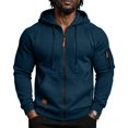 thumbnail image 2 of Hoodies for Men Zip Up Sweatshirt, Drawstring Hood Pockets Athletic Jacket, Casual Fall Winter Tops, 2 of 7
