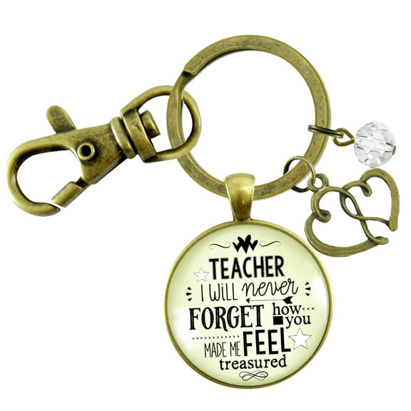 Teacher Keychain I Will Never Forget Inspirational Life Adult Jewelry Appreciation Gift