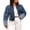 Blue, variant on GEWSEY Women's Cropped Puffer Quilted Jacket Cardigan Floral Printed Lightweight Long Sleeve Open Front Short Padded Coats (Blue, M)