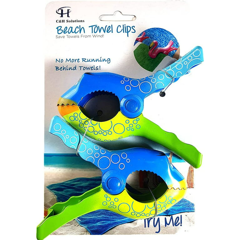 2 Set (4 Ct) Bubble Fish Beach Towel Clips Jumbo Size for Beach