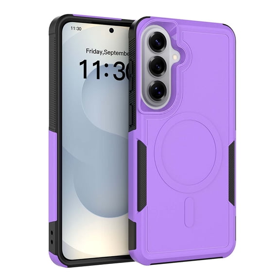 Magnetic For Samsung Galaxy S25/S24 Phone Case,Support Wireless Charging,2-in-1 Heavy Duty Shockproof Anti-fall Protection,Anti-Scratch Non-Slip Anti-Fingerprint Durable Phone Case,Purple