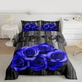 thumbnail image 2 of YST Couple Wedding Comforter Valentine'S Day Rose Floral Bedding Set Queen Romantic Royal Blue Rose Comforter Set For Girls Women Pastoral Farmhouse Flowers Quilt Duvet Insert 2 Pillow Cases, 2 of 7