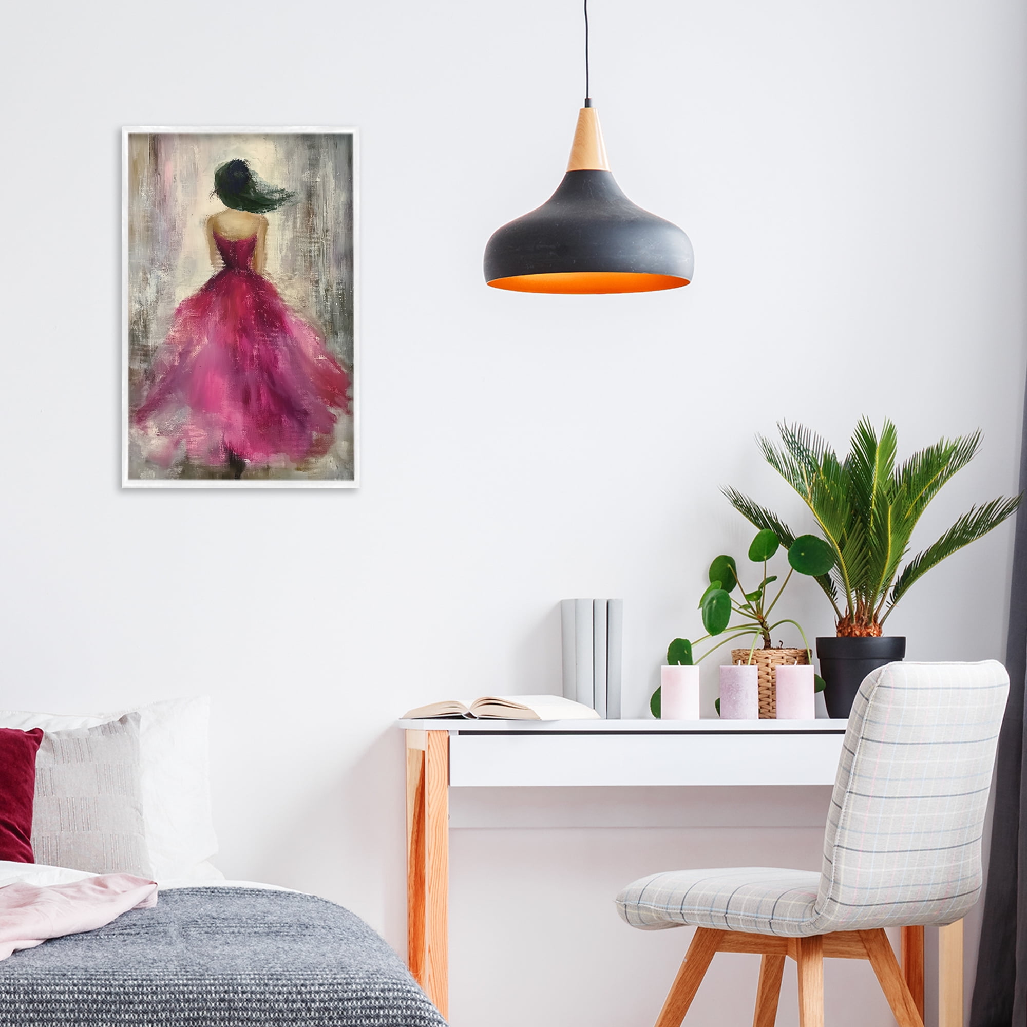After Midnight Girl in Gown White Framed Giclee Art, design by Annabelle Hall