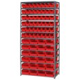 thumbnail image 2 of 13 Shelf Steel Shelving with (72) 4"H Plastic Shelf Bins, Red, 36x18x72, 2 of 2