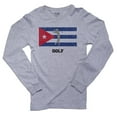 thumbnail image 1 of Cuba Olympic - Golf - Flag - Silhouette Men's Long Sleeve Grey T-Shirt, 1 of 2