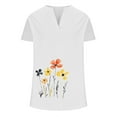 thumbnail image 4 of Bamboo Cotton Tunic Blouses for Women Summer Short Sleeve Tee Blouse Button-Up Henley Neck T-Shirt Flower Graphics Cute Tunics Tops Lounge Dressy Shirts Going Out Holiday Outfits, 4 of 4