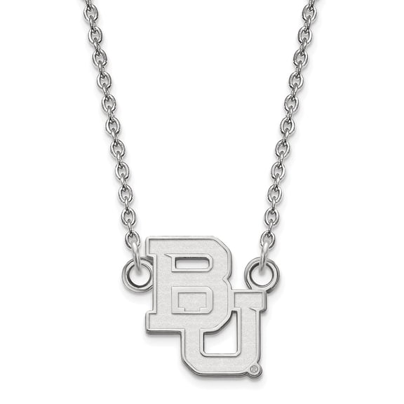 10k White Gold LogoArt Baylor University Bears Small Pendant 18 inch Necklace Q1W013BU-18