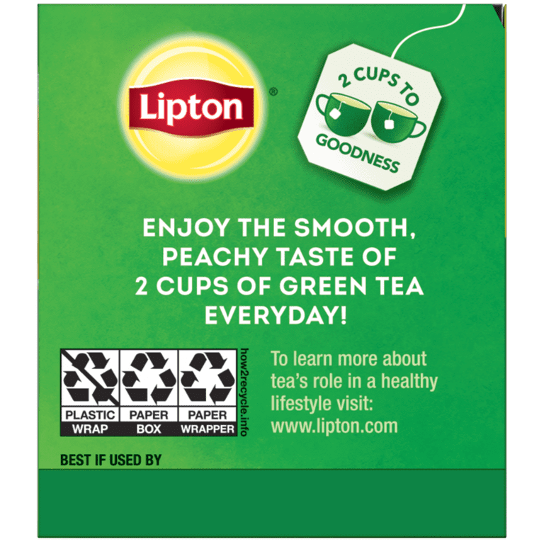 Lipton Best of Three Green Tea Flavors containing Lemon, peach and