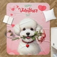 thumbnail image 4 of Happy Valentine's Day Bichon Frise holding flowers Cozy Sherpa Blanket Bichons Dog Lovers Gifts Idea Warm Soft Throw Blanket - 3005, 4 of 5