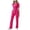 Hot Pink, variant on 2 Piece Scrubs Set for Women Short Sleeve V-Neck Scrub Tops & Cargo Pants Loose Outfits for Nurses & Doctors