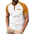 thumbnail image 4 of Venzia Men's Vintage Color‑Block Henley Short Sleeve T‑Shirt – Casual Crewneck Retro Top White1 XL, 4 of 4