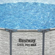 Bestway: Steel Pro MAX - 16' x 48, Grey -Round Above Ground Swimming Pool Set, ClickConnect Frame, Tritech, Filter Pump-Ladder-Cover, 5145 Gal Water