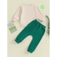 thumbnail image 5 of Suealasg Toddler Baby Boys Ireland Festival 2pcs Clothes Long Sleeve Crew Neck Letters Shamrock Sweatshirts + Long Pants Sets 6M 1T 2T 3T Kids Boys Spring Saint Patrick's Day Outfits, 5 of 9