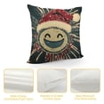 thumbnail image 4 of Ullo0ord Christmas Emoji Decorative Throw Pillow Case, Funny Face in Winter Hat with Snowflakes Pine Tree Lines Print, Cushion Cover for Couch Living Room Car,  Dark Pink Cadet Blue 12x12in, 4 of 5