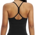 thumbnail image 4 of KHONTS Women's Longline Sports Camisole Cross Back Active Gym Yoga Padded Workout Crop Tanks Tops with Built in Bra Black L, 4 of 5