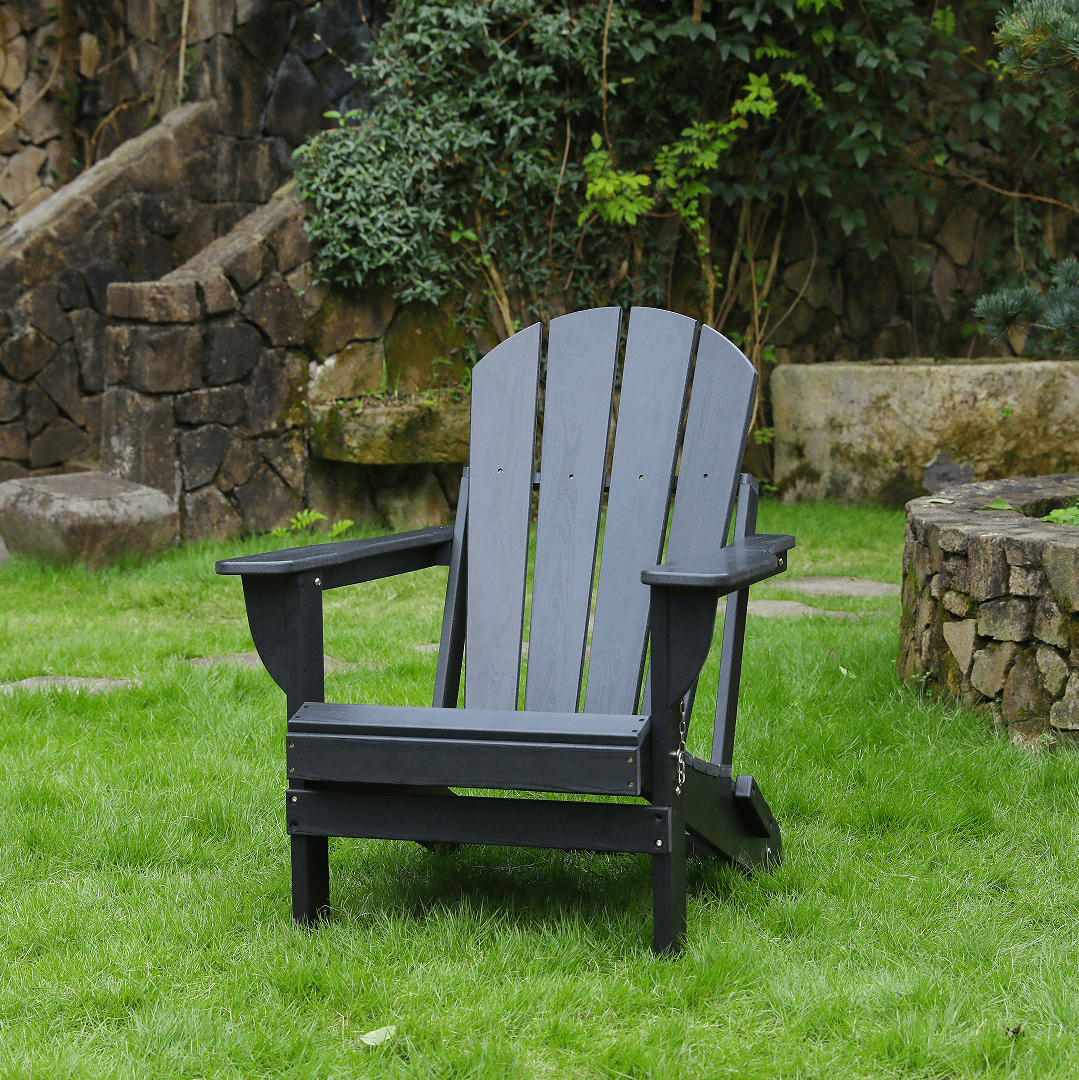 Adirondack Chair, Daily Use Leisure Chair for Garden Fire Pit Poolside Lawn, Black