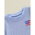 thumbnail image 6 of BemeyourBBs Newborn Baby Boys Girls 4th of July Outfit Waffle Knit Bubble Romper Patriotic Flag Embroidery Striped Print Short Sleeve Bodysuit Baby Infant Summer Clothes, 6 of 9