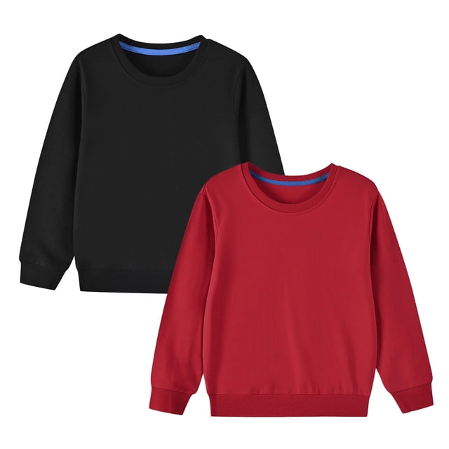 vdgthytj 2 Pack Chandail en Molleton Garçon Fille Enfant Automne Décontracté Ample Col Rond Manches Longues Pull Blouse