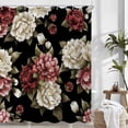 thumbnail image 3 of Black Floral Shower Curtain, Watercolor Rose Flower Retro Leaves Peony Blossom Women Girl Bathroom Curtain Decor Waterproof Fabric Machine Washable with 12 PCS Hooks,72" Wx84 L, 3 of 6