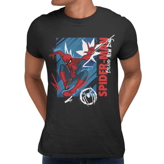 Marvel Spider-Man Brand New Day Men's Spidey Urban Swing Poster T-Shirt (Black, S-XXXL)