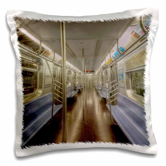 3dRose, NYC subway car, empty, 16x16 inch Pillow Case