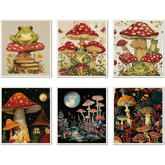 6Pcs Swedish Dishcloths for Kitchen Reusable Swedish Dish Towels Absorbent Swedish Dish Cloths Rags Washable Sponge Cleaning Cloths Wipes No Odor Quickly Drying Mushroom Frog 7.6x6.7Inch Mixed Color