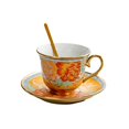 thumbnail image 3 of Juego de taza de café de cerámica con platillo, taza de capuchino, delicada porcelana esmaltada de 7 oz Flor, 3 of 9