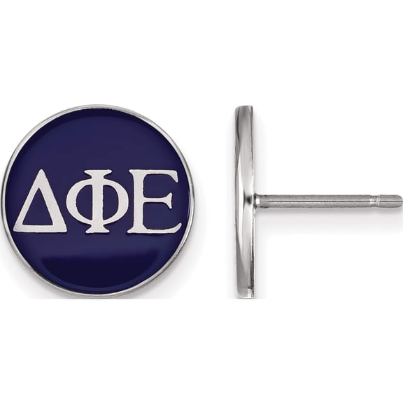 Sterling Silver S. Rh-Plated Logoart Delta Phi Epsilon Enameled Post Earrings (12 X 12) Made In United States ss031dph