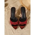 thumbnail image 3 of On feet& in love Women's Open Toe Glitter One Band Slip On Stiletto High Heel Mule Sandals for Wedding Party Club Daily Dress, 3 of 6