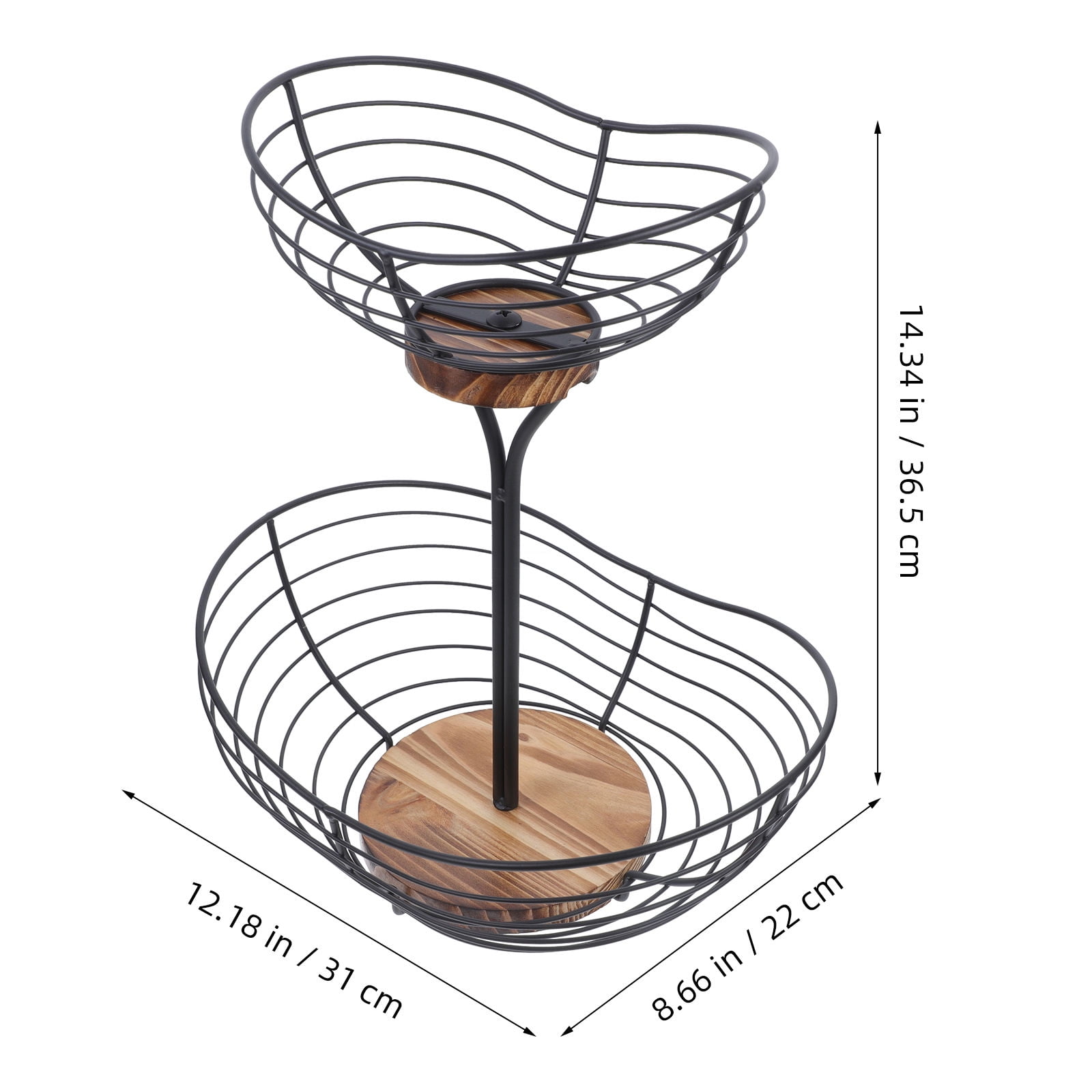 ELAYARD Black Metal Multi-Tier Fruit Storage Basket Wire Bowl for Kitchen Countertop and Dining Table